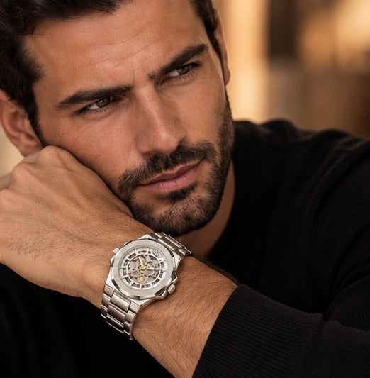 LONGLUX Men’s Luxury Automatic Mechanical Watch – Skeleton Dial, Stainless Steel, Water-Resistant, Elegant Business Style