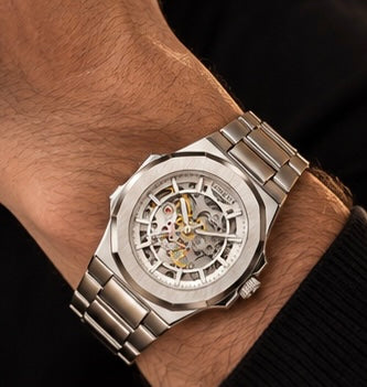LONGLUX Men’s Luxury Automatic Mechanical Watch – Skeleton Dial, Stainless Steel, Water-Resistant, Elegant Business Style