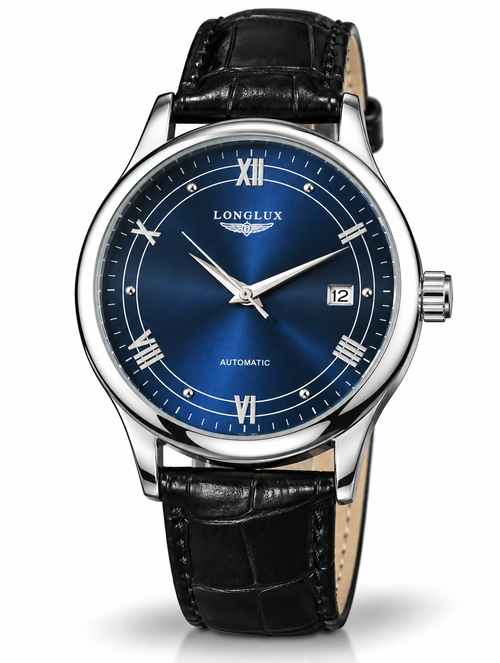 LONGLUX Men’s Luxury Automatic Mechanical Watch – Minimalist Dial, Leather Strap, Date Display, Water-Resistant, Elegant Modern Style