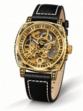 LONGLUX Men’s Luxury Automatic Mechanical Watch – Retro Skeleton Dial, Leather Strap, Water-Resistant, Elegant Vintage Style