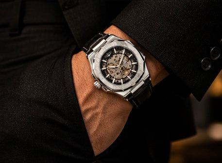 LONGLUX Men’s Luxury Automatic Mechanical Watch – Skeleton Dial, Leather Strap, Water-Resistant, Elegant Casual Style